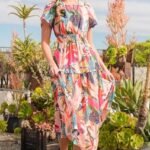 Lime 'N' Chili Abstract Print Maxi Dress in Fuchsia Combo
