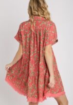 Umgee Animal Print Tiered Dress in Coral - Image 3