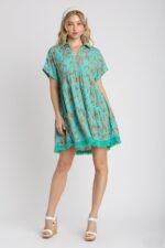 Umgee Animal Print Tiered Dress in Mint - Image 2